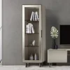 Viadurini Living Vitrinen-Wohnzimmervitrine mit 1 Tür aus MDF, Nickel-Finish, Made in Italy – Hilde