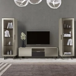 Viadurini Living Vitrinen-Wohnzimmervitrine mit 1 Tür aus MDF, Nickel-Finish, Made in Italy – Hilde