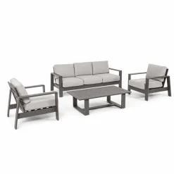 Viadurini in the Garden Gartensofas-Wohnzimmerzusammensetzung im Freien in Aluminium mit Stoffkissen - Yoshi