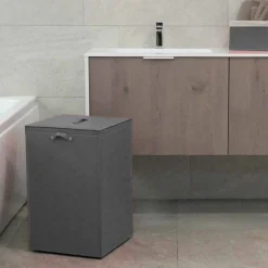 Limac Design Wäschekörbe-Wäschekorb aus Leder mit quadratischer Basis David, made in Italy