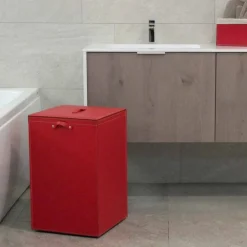 Limac Design Wäschekörbe-Wäschekorb aus Leder mit quadratischer Basis David, made in Italy