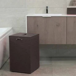 Limac Design Wäschekörbe-Wäschekorb aus Leder mit quadratischer Basis David, made in Italy