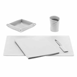 Limac Design Bürozubehör-Zubehör Schreibtisch aus gebundenem Leder, 5 Stück, Made in Italy - Ascanio