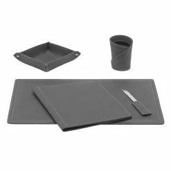 Limac Design Bürozubehör-Zubehör Schreibtisch aus gebundenem Leder, 5 Stück, Made in Italy - Ascanio