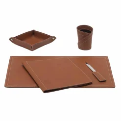 Limac Design Bürozubehör-Zubehör Schreibtisch aus gebundenem Leder, 5 Stück, Made in Italy - Ascanio