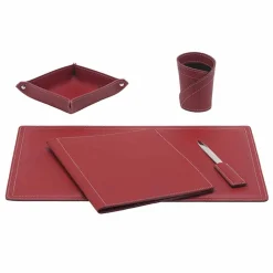 Limac Design Bürozubehör-Zubehör Schreibtisch aus gebundenem Leder, 5 Stück, Made in Italy - Ascanio