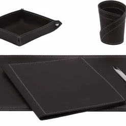 Limac Design Bürozubehör-Zubehör Schreibtisch aus gebundenem Leder, 5 Stück, Made in Italy - Ascanio