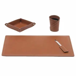 Limac Design Bürozubehör-Zubehör Schreibtisch aus regeneriertem Leder, 4 Stück, Made in Italy - Ascanio