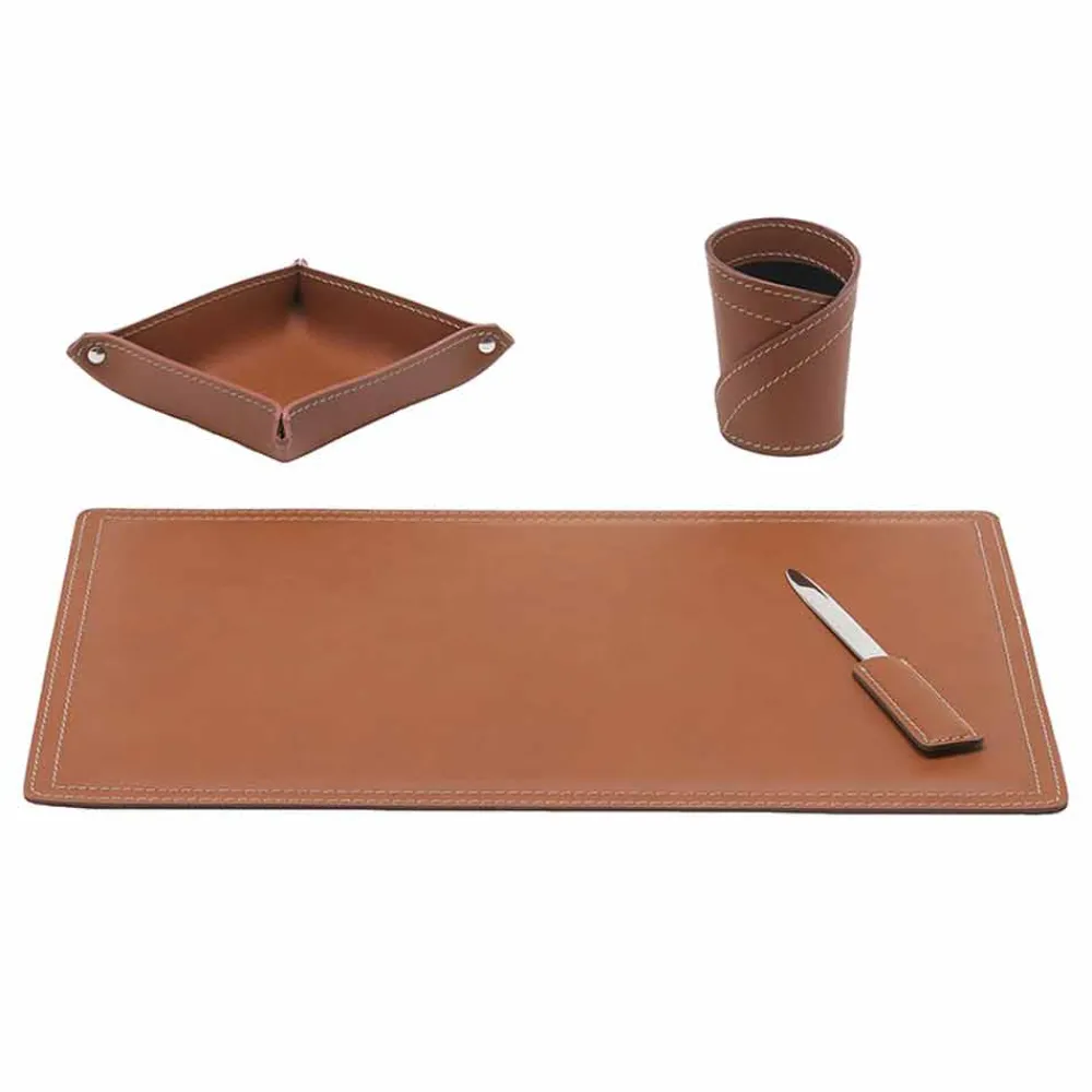 Limac Design Bürozubehör-Zubehör Schreibtisch aus regeneriertem Leder, 4 Stück, Made in Italy - Ascanio