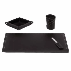 Limac Design Bürozubehör-Zubehör Schreibtisch aus regeneriertem Leder, 4 Stück, Made in Italy - Ascanio