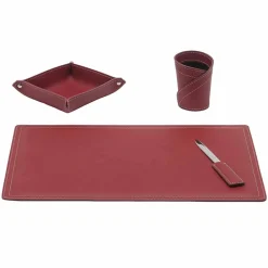 Limac Design Bürozubehör-Zubehör Schreibtisch aus regeneriertem Leder, 4 Stück, Made in Italy - Ascanio