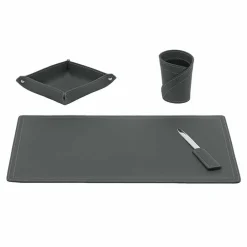 Limac Design Bürozubehör-Zubehör Schreibtisch aus regeneriertem Leder, 4 Stück, Made in Italy - Ascanio