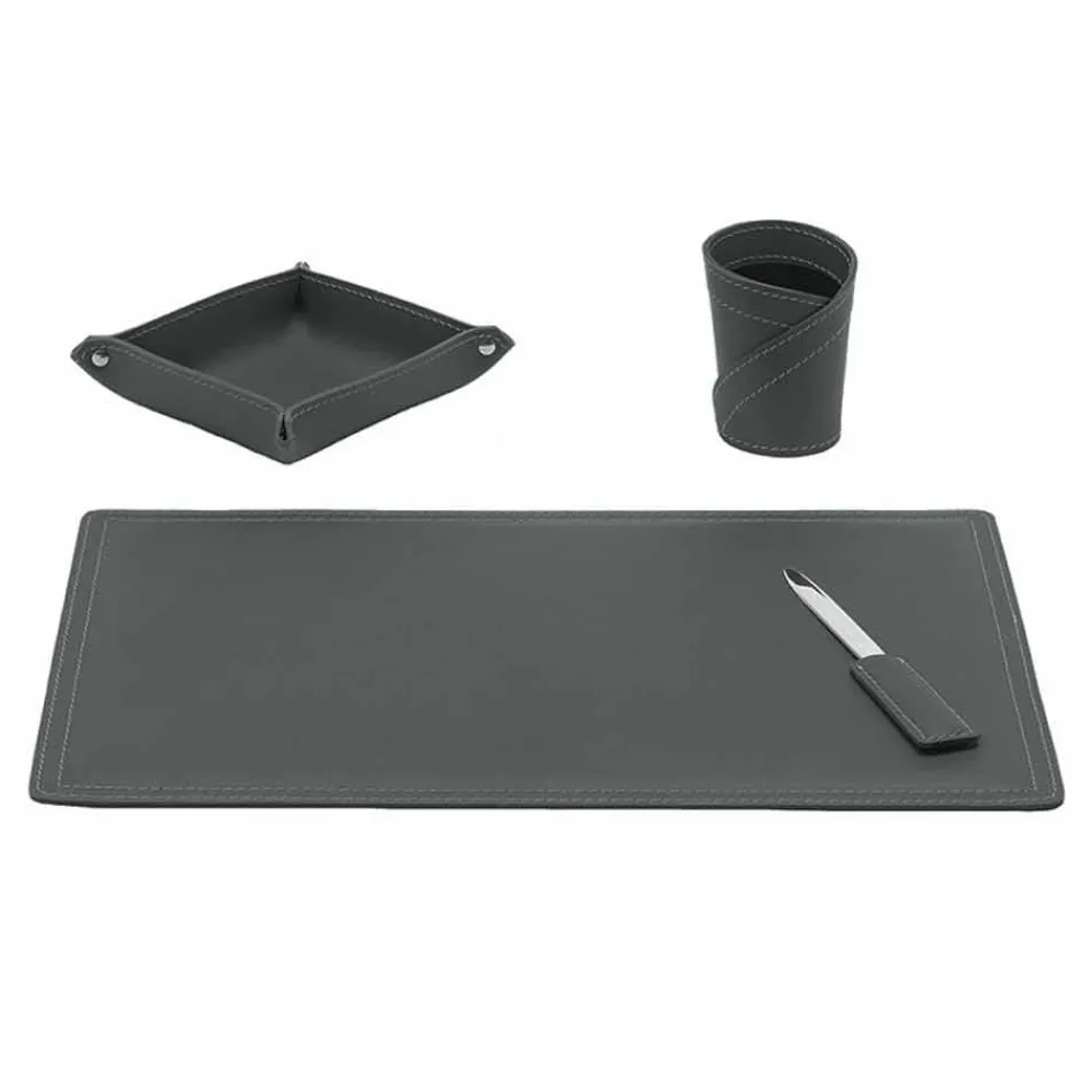 Limac Design Bürozubehör-Zubehör Schreibtisch aus regeneriertem Leder, 4 Stück, Made in Italy - Ascanio