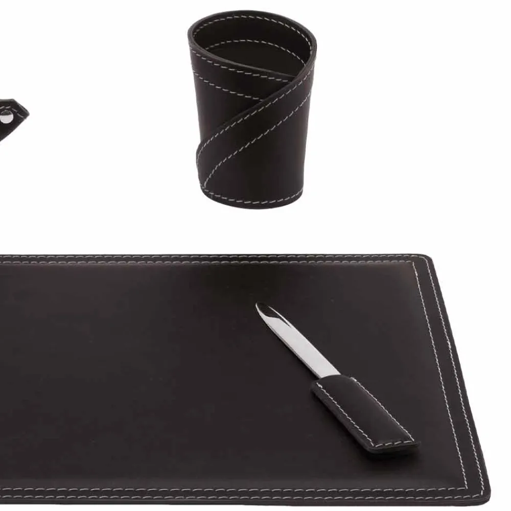 Limac Design Bürozubehör-Zubehör Schreibtisch aus regeneriertem Leder, 4 Stück, Made in Italy - Ascanio