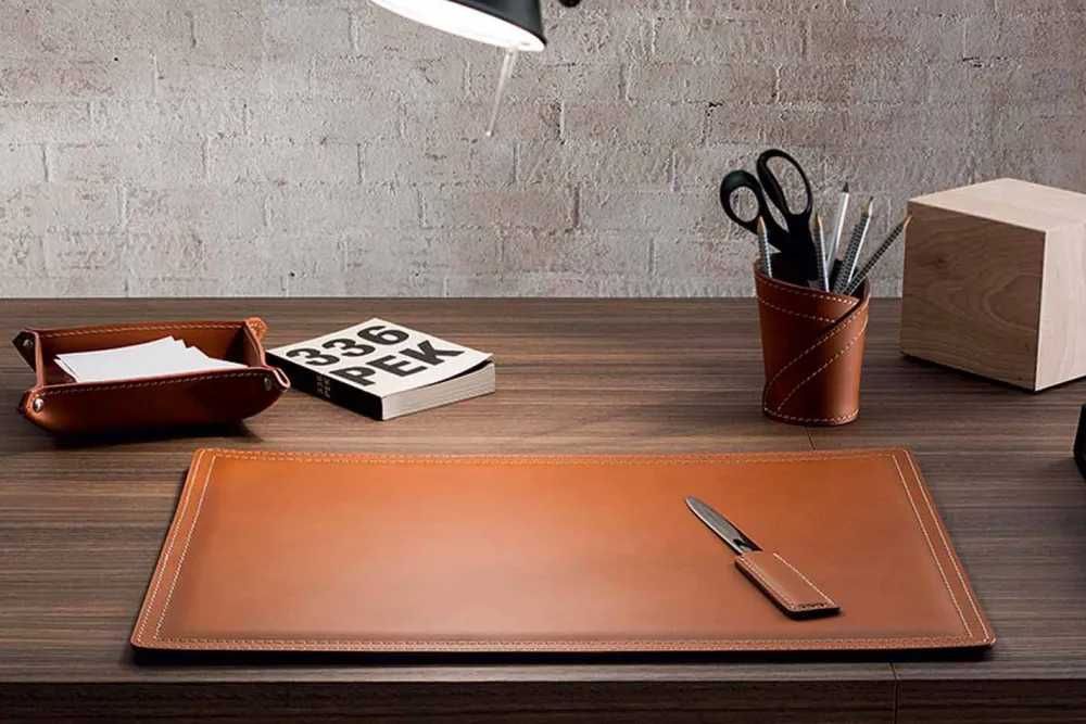 Limac Design Bürozubehör-Zubehör Schreibtisch aus regeneriertem Leder, 4 Stück, Made in Italy - Ascanio