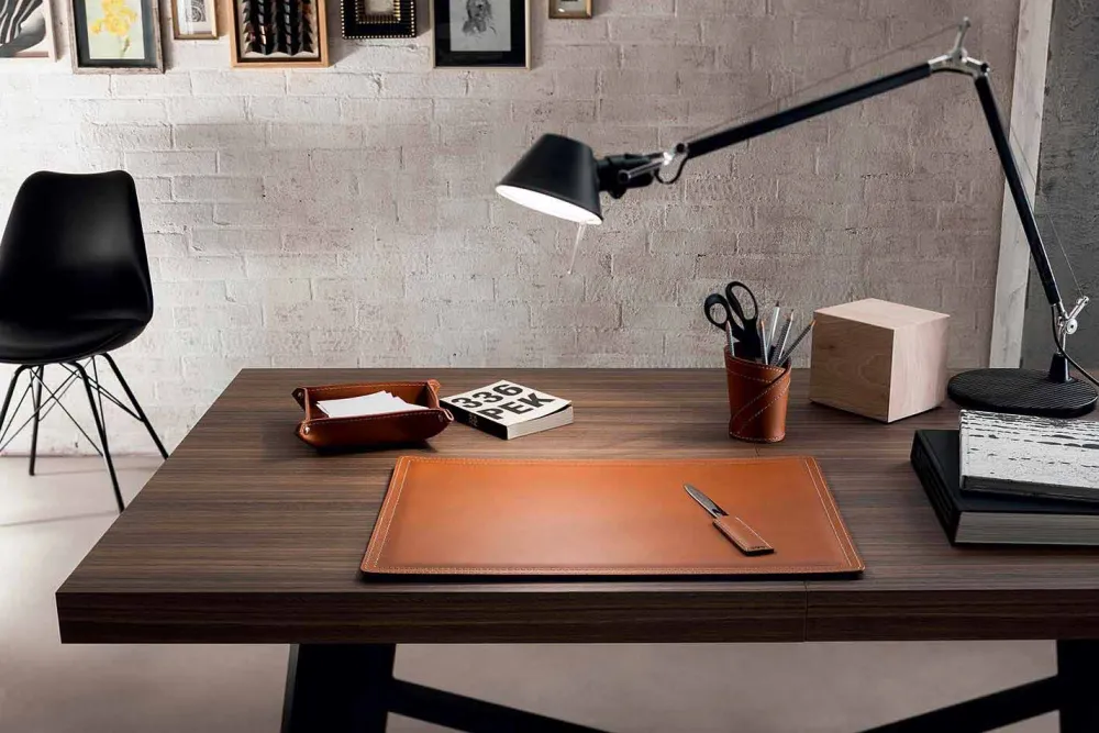 Limac Design Bürozubehör-Zubehör Schreibtisch aus regeneriertem Leder, 4 Stück, Made in Italy - Ascanio