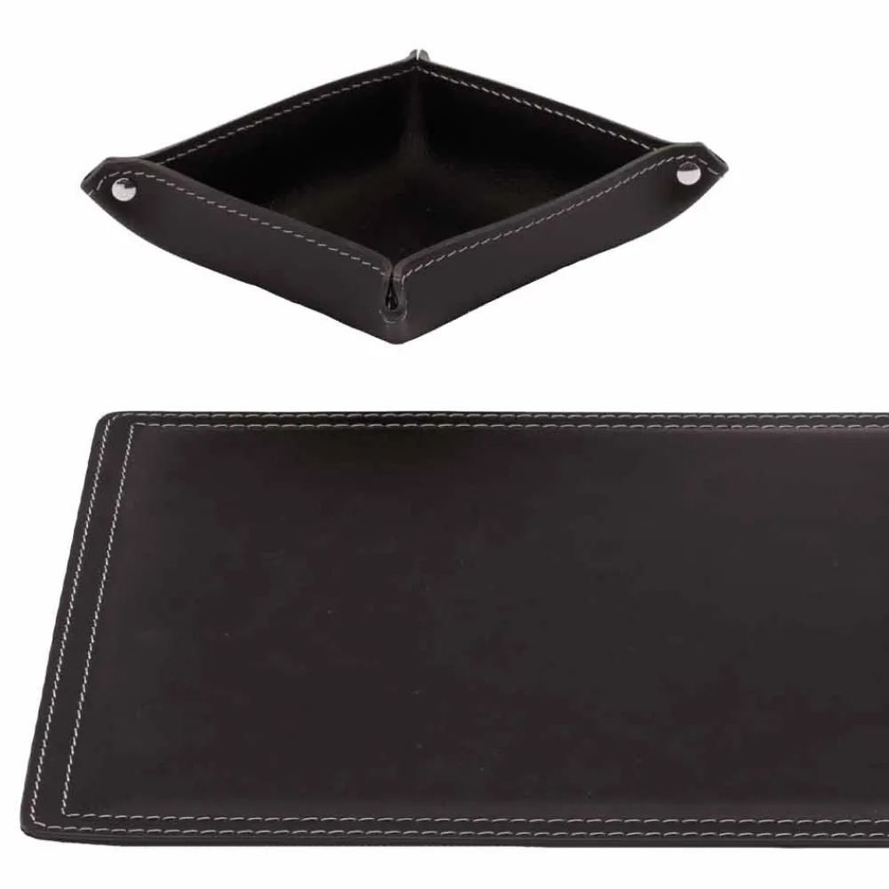 Limac Design Bürozubehör-Zubehör Schreibtisch aus regeneriertem Leder, 4 Stück, Made in Italy - Ascanio