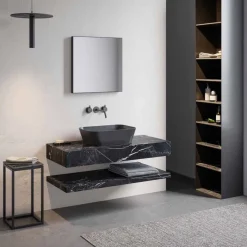 Viadurini Bathroom Badmöbel Hängend-Zusammensetzung 3 Badezimmermöbel aus Steinzeug und Luxus Waschbecken Vetrochina - Ramentina