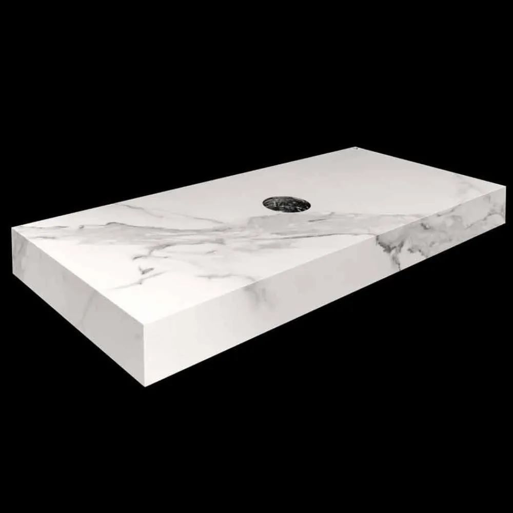 Viadurini Bathroom Badmöbel Hängend-Zusammensetzung 3 Badezimmermöbel aus Steinzeug und Luxus Waschbecken Vetrochina - Ramentina