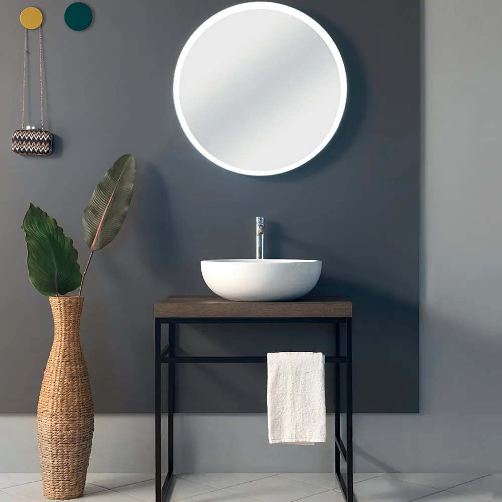 Viadurini Bathroom Badmöbel Stehend-Zusammensetzung 3 Badezimmermöbel aus Metall, Holz und Keramik Made in Italy - Cizco