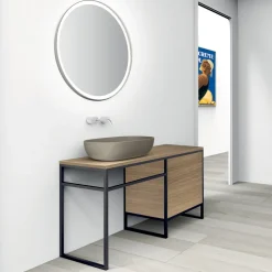 Viadurini Bathroom Badmöbel Stehend-Zusammensetzung 3 Badezimmermöbel aus Metall und Ecolegno Luxury Oak - Cizco