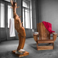 Viadurini Bathroom Badmöbel Stehend-Zusammensetzung 2 Badezimmermöbel aus massivem Teakholz - Solferino