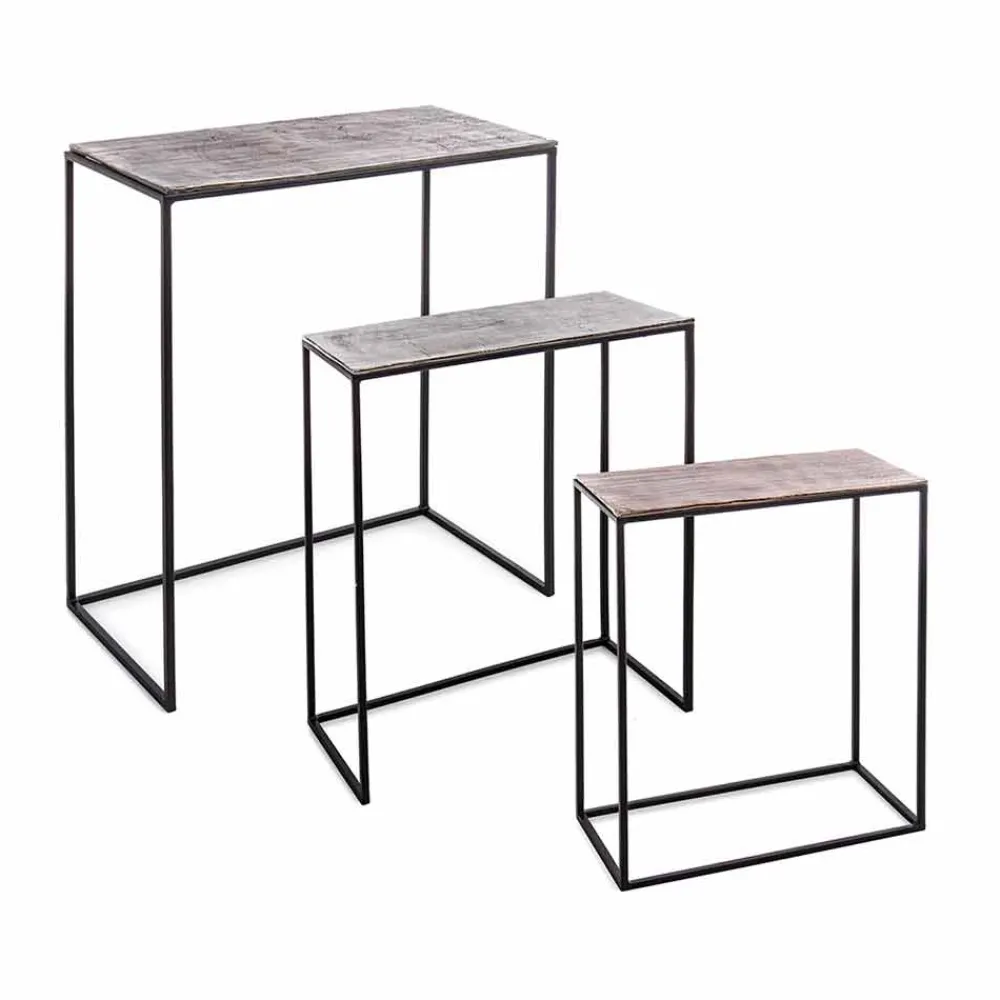 Viadurini Living Moderne Couchtische-Zusammensetzung 3 Couchtische aus Aluminium und Stahl Homemotion - Salvio