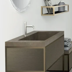 Viadurini Bathroom Badmöbel Stehend-Zusammensetzung 5 freistehende Badezimmermöbel aus Metall, Ecolegno und Luxussteinzeug - Cizco