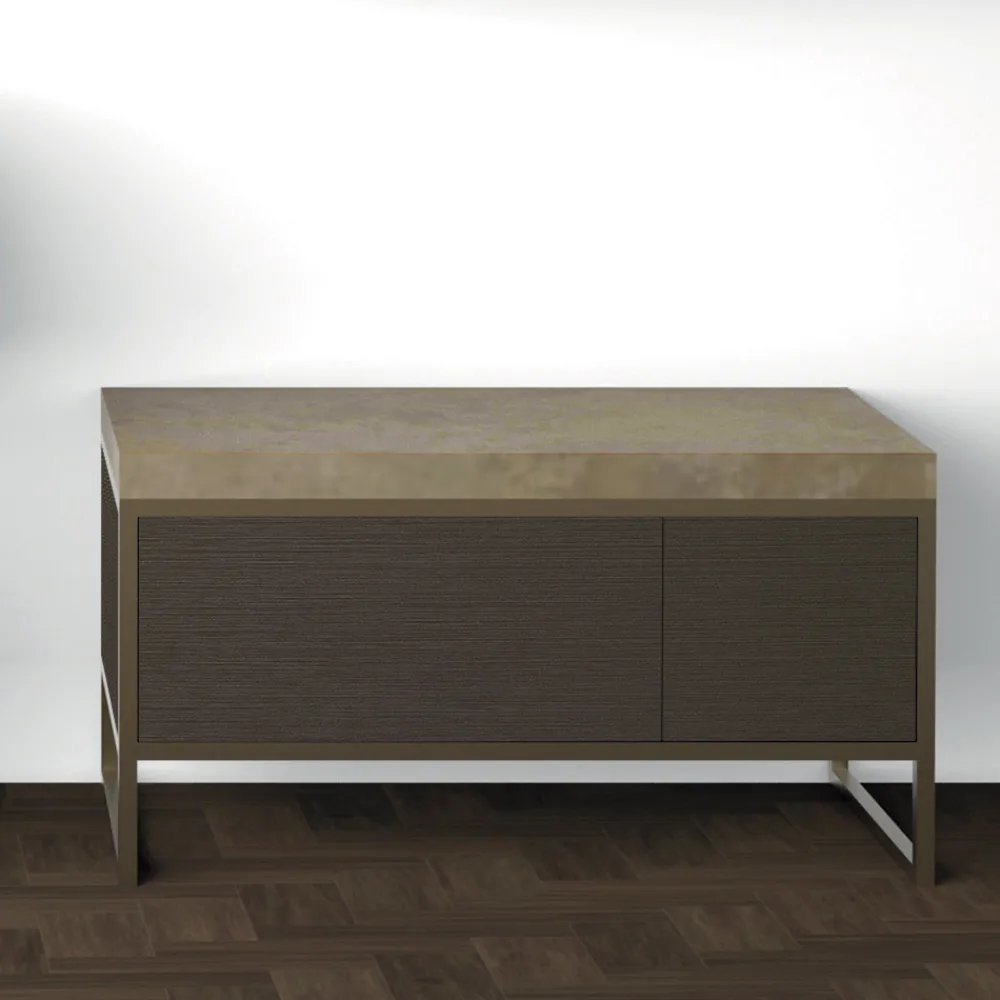 Viadurini Bathroom Badmöbel Stehend-Zusammensetzung 5 freistehende Badezimmermöbel aus Metall, Ecolegno und Luxussteinzeug - Cizco