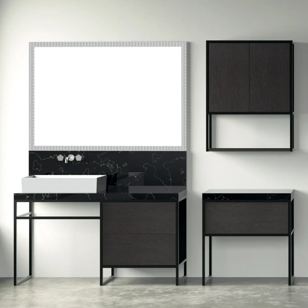 Viadurini Bathroom Badmöbel Stehend-Zusammensetzung 5 Freistehende Badezimmermöbel in Ecolegno Länge 130 + 70 cm - Cizco