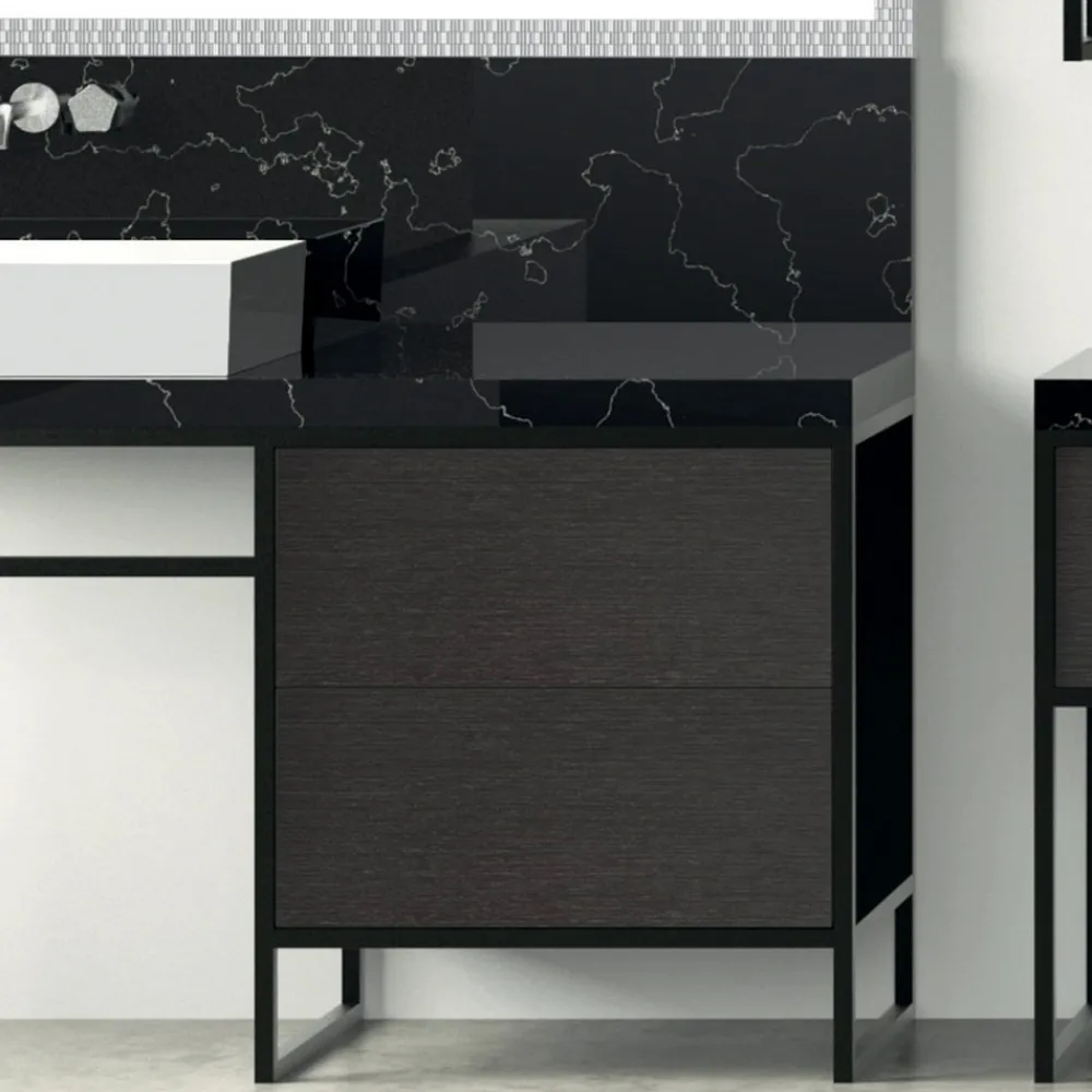 Viadurini Bathroom Badmöbel Stehend-Zusammensetzung 5 Freistehende Badezimmermöbel in Ecolegno Länge 130 + 70 cm - Cizco