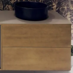 Viadurini Bathroom Badmöbel Hängend-Zusammensetzung 5 Hängende Badezimmermöbel aus Holz und Kristall Made in Italy - Renga