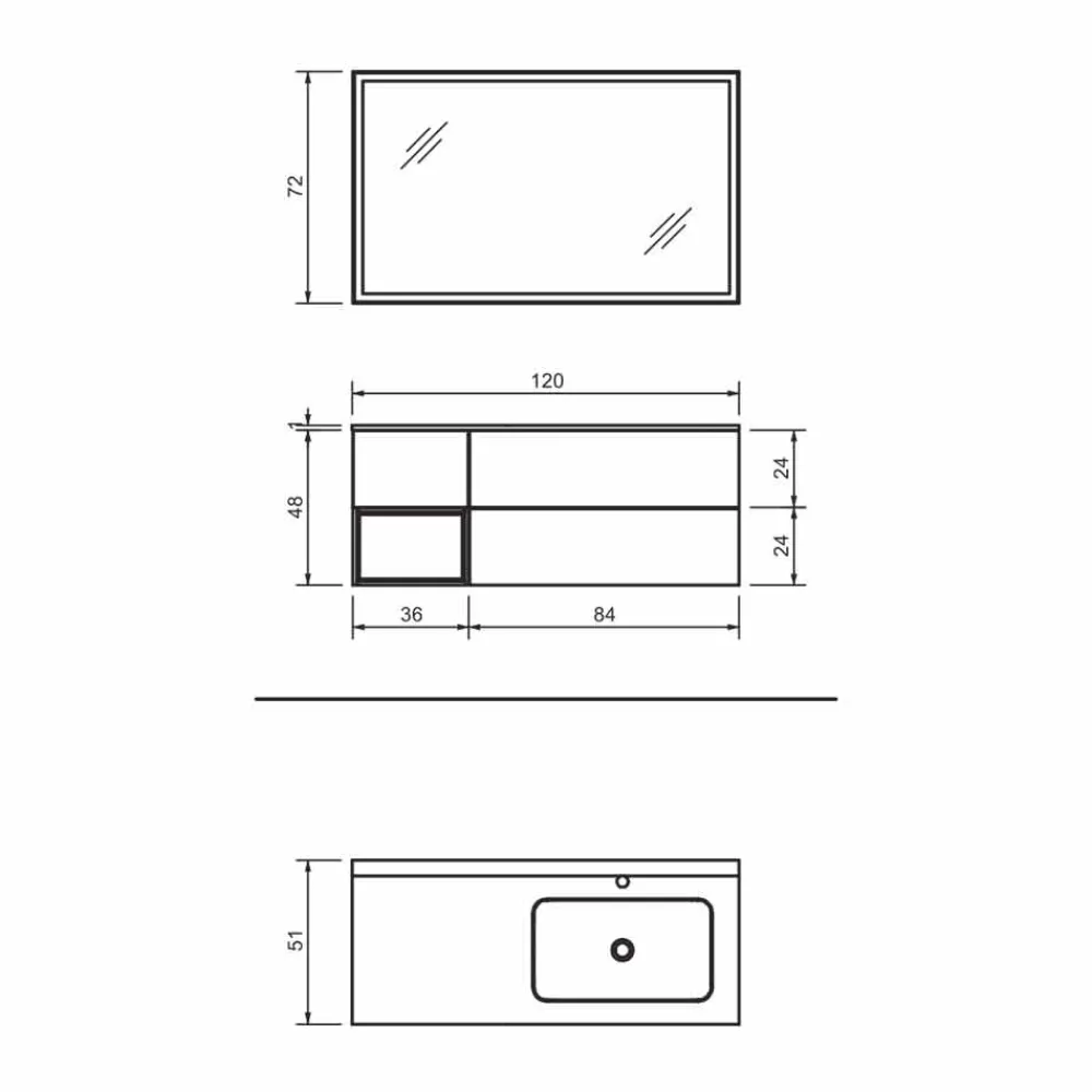 Viadurini Bathroom Badmöbel Hängend-Zusammensetzung 2 Hängende Badezimmermöbel aus Mdf Platin lackiert 120 cm - Renga