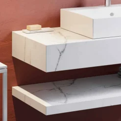 Viadurini Bathroom Badmöbel Hängend-Zusammensetzung 3 Hängende Badezimmermöbel aus hochwertigem Feinsteinzeug - Rambina