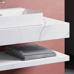 Viadurini Bathroom Badmöbel Hängend-Zusammensetzung 3 Hängende Badezimmermöbel aus hochwertigem Feinsteinzeug - Rambina