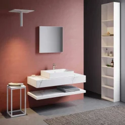 Viadurini Bathroom Badmöbel Hängend-Zusammensetzung 3 Hängende Badezimmermöbel aus hochwertigem Feinsteinzeug - Rambina