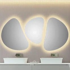 Viadurini Bathroom Wandspiegel-Zusammensetzung 3 Wandspiegel mit LED-Beleuchtung Made in Italy - Fagiolao