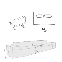 Viadurini Living Moderne Sofas-Zusammensetzung aus 2 Sofas mit Rückenlehne und 2 Armlehnen - Bizarre
