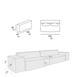 Viadurini Living Moderne Sofas-Zusammensetzung aus 2 Sofas mit Rückenlehne und 2 Armlehnen - Bizarre