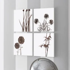 Viadurini Decor Blumen Bilder-Zusammensetzung aus 4 Tafeln mit Hortensien, Allium und Thypha, hergestellt in Italien – Berechnung