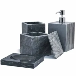Viadurini Bathroom Badzubehör-Zusammensetzung der Marmor Badzubehör Made in Italy, 4 Stück - Deano