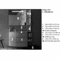 Viadurini Bathroom Badmöbel Hängend-Zusammensetzung der Möbel für das Badezimmer des modernen Designs - Callisi13