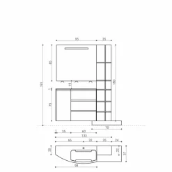 Viadurini Bathroom Badmöbel Hängend-Zusammensetzung der Möbel für das Badezimmer des modernen Designs - Callisi13