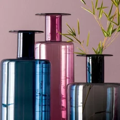 Viadurini Living Deko Vasen-Zusammensetzung von 3 dekorativen Vasen aus Rauchglas, Blau und Amethystglas - Infinity