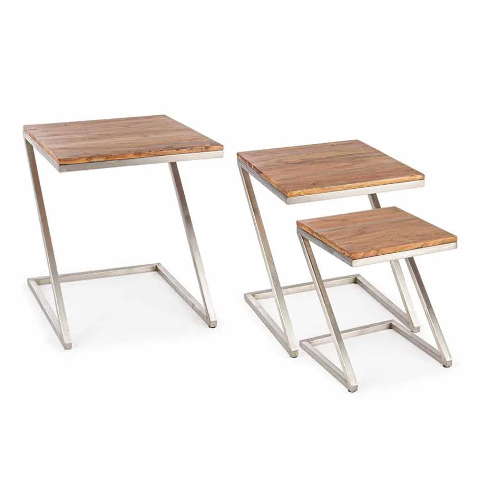 Viadurini Living Moderne Couchtische-Zusammensetzung von 3 Homemotion Square Holz Couchtische - Fonzi