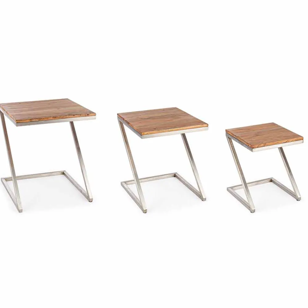 Viadurini Living Moderne Couchtische-Zusammensetzung von 3 Homemotion Square Holz Couchtische - Fonzi