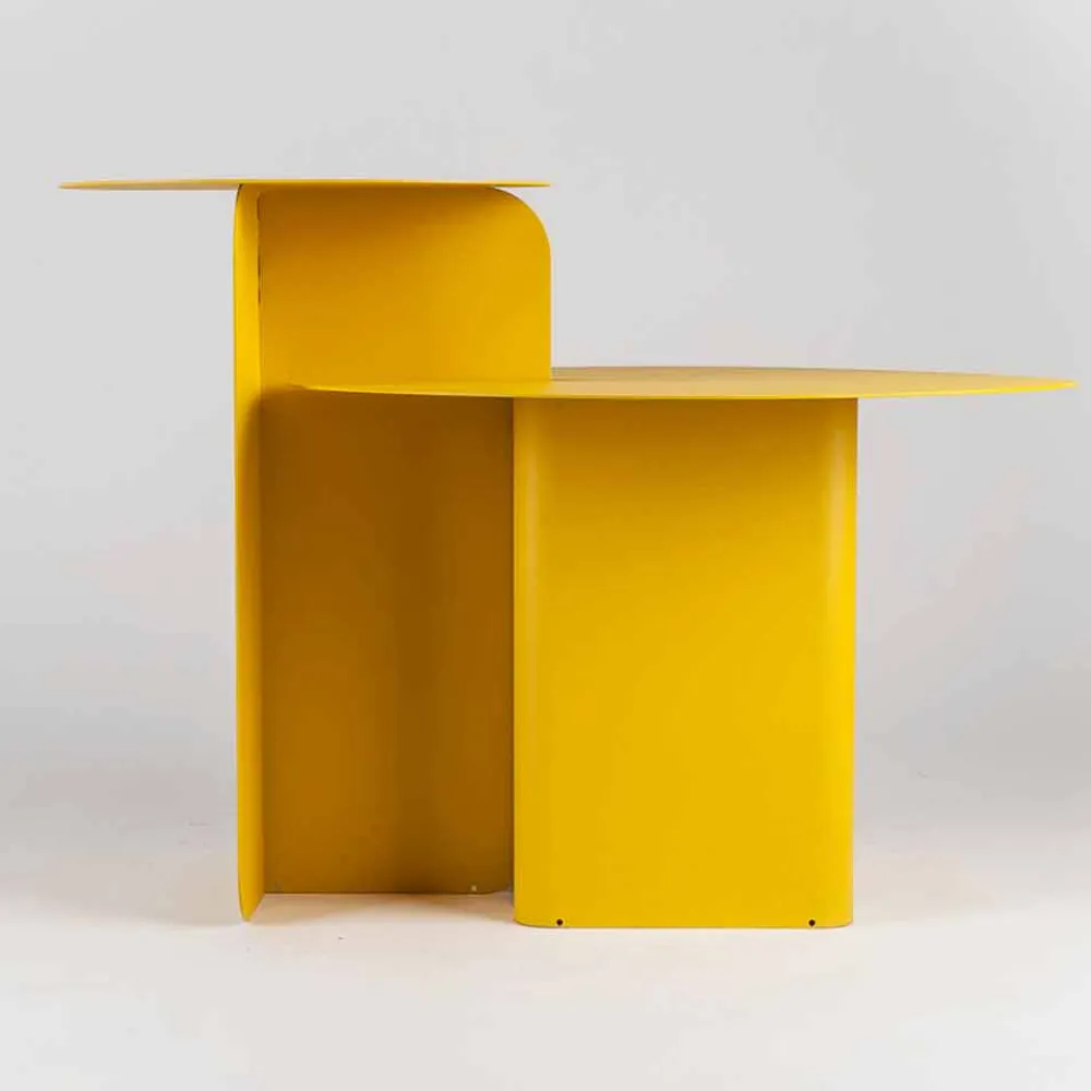 Viadurini Living Moderne Couchtische-Zusammensetzung von 2 modernen Couchtischen aus Stahl Made in Italy - Pappel