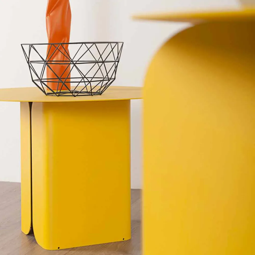 Viadurini Living Moderne Couchtische-Zusammensetzung von 2 modernen Couchtischen aus Stahl Made in Italy - Pappel