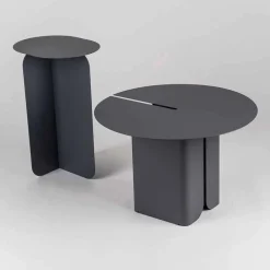 Viadurini Living Moderne Couchtische-Zusammensetzung von 2 modernen Couchtischen aus Stahl Made in Italy - Pappel