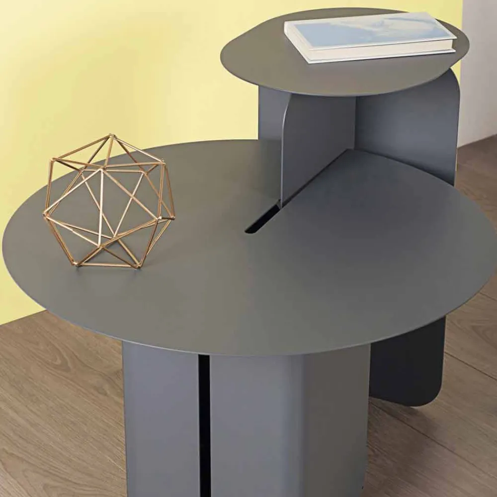 Viadurini Living Moderne Couchtische-Zusammensetzung von 2 modernen Couchtischen aus Stahl Made in Italy - Pappel